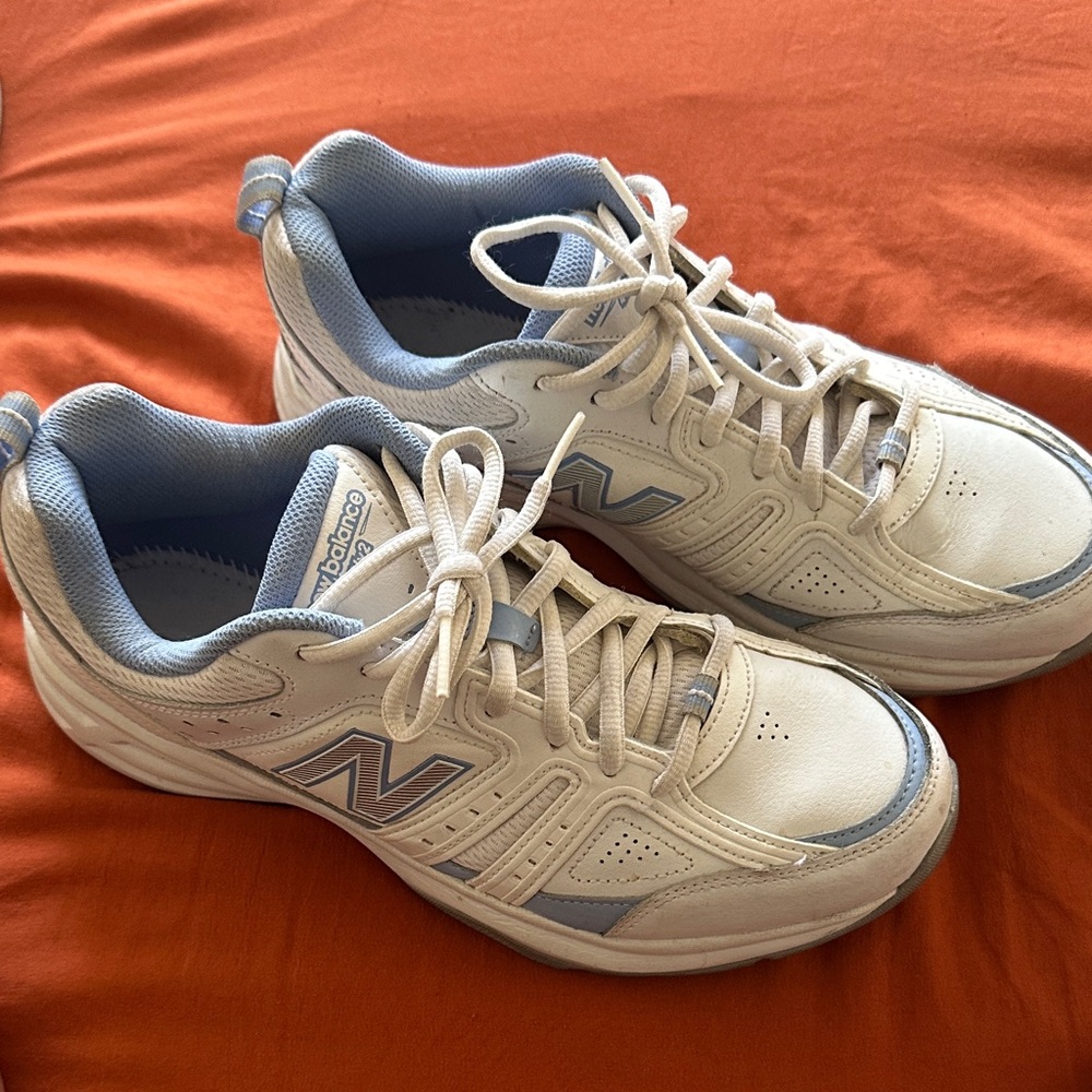 New Balance Cream and Blue Athletic Shoes